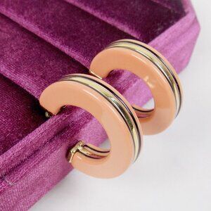 new in box! acrylic crescent moon hoops color block gold